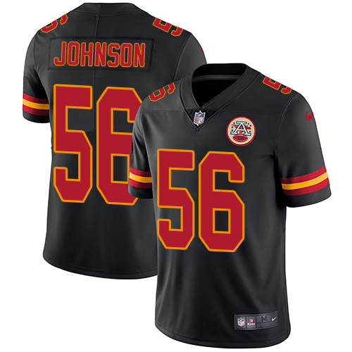 Nike Chiefs #56 Derrick Johnson Black Men's Stitched NFL Limited Rush Jersey
